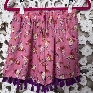 Simply Southern Pink Tassel shorts